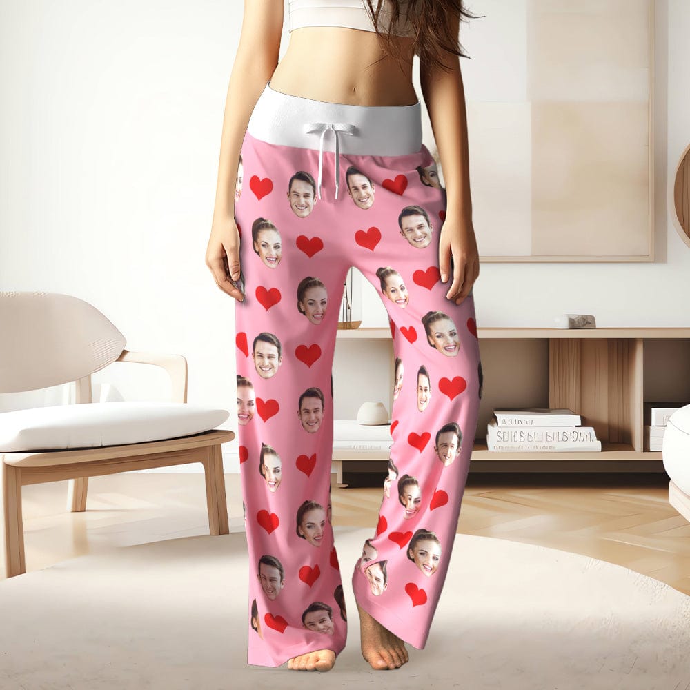 Custom Pajamas with Couple's Faces Gifts for Girlfriend Up to 2 Faces - 5 Colors - Giftlab