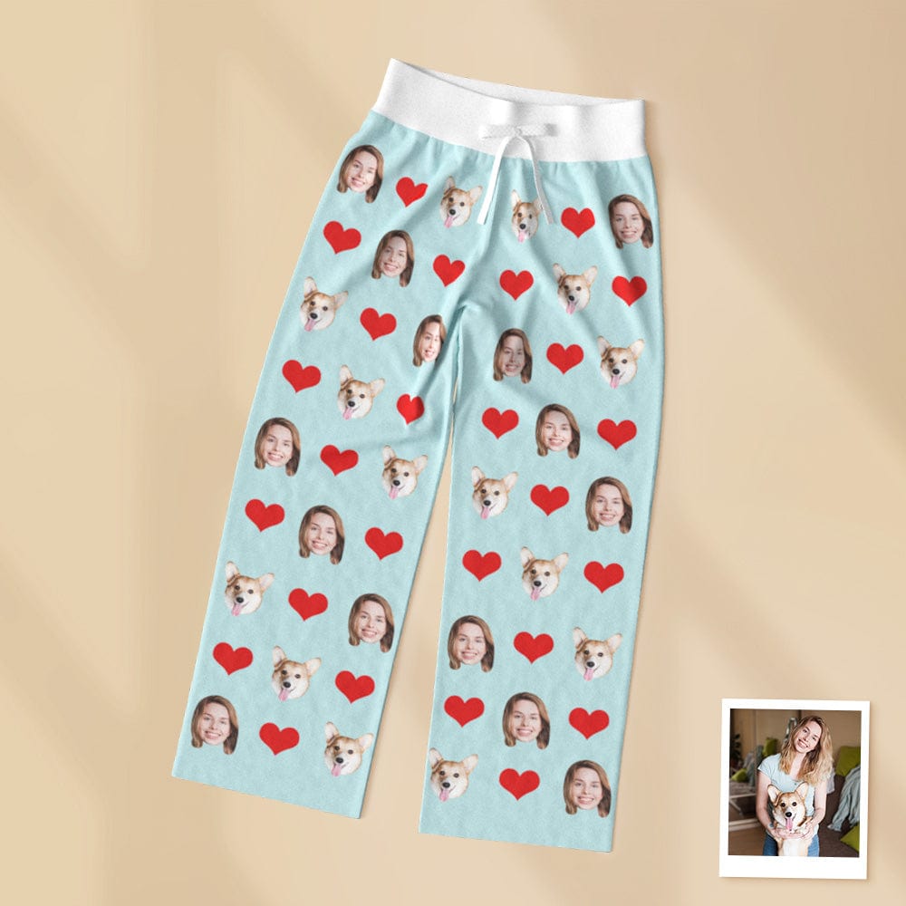 Custom Pajamas with Face Sleepwear Pants Gifts for Pet Lover Up to 2 Faces - 5 Colors - Giftlab
