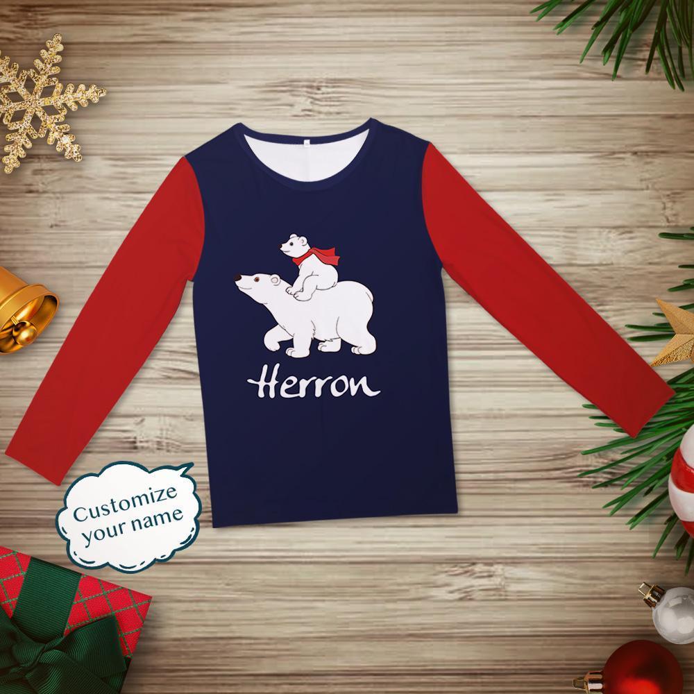 Custom Name Pajamas Polar bear Sleepwear Christmas Gift for Family - Giftlab