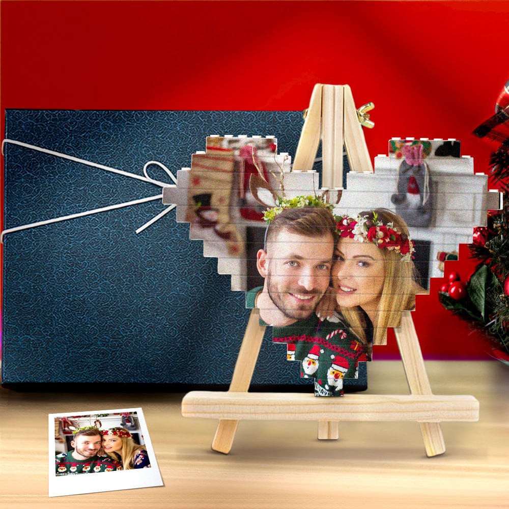 Christmas Gifts Custom Spotify Code Building Brick Personalized Photo Block Heart Shape - Giftlab