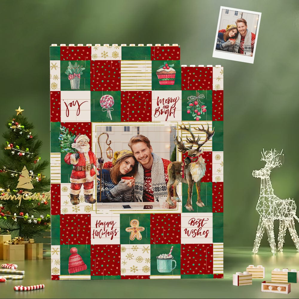 Custom Building Block Puzzle Vertical Building Photo Bricks Best Wishes Happy Hoildays - Giftlab