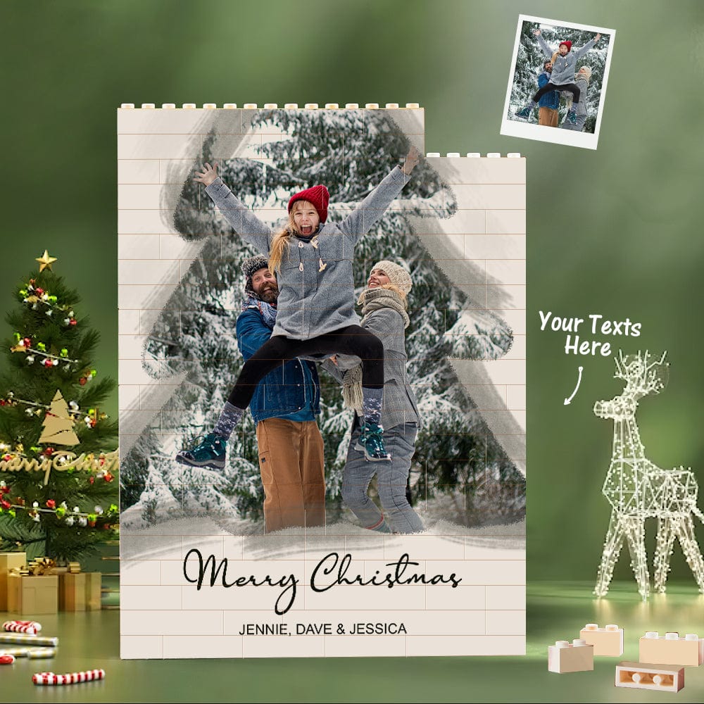 Custom Building Block Puzzle Vertical Building Photo Bricks Christmas Tree - Giftlab