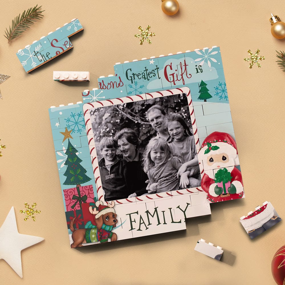 Custom Building Block Puzzle Square Family Photo Brick Retro Style Christmas Gifts - Giftlab