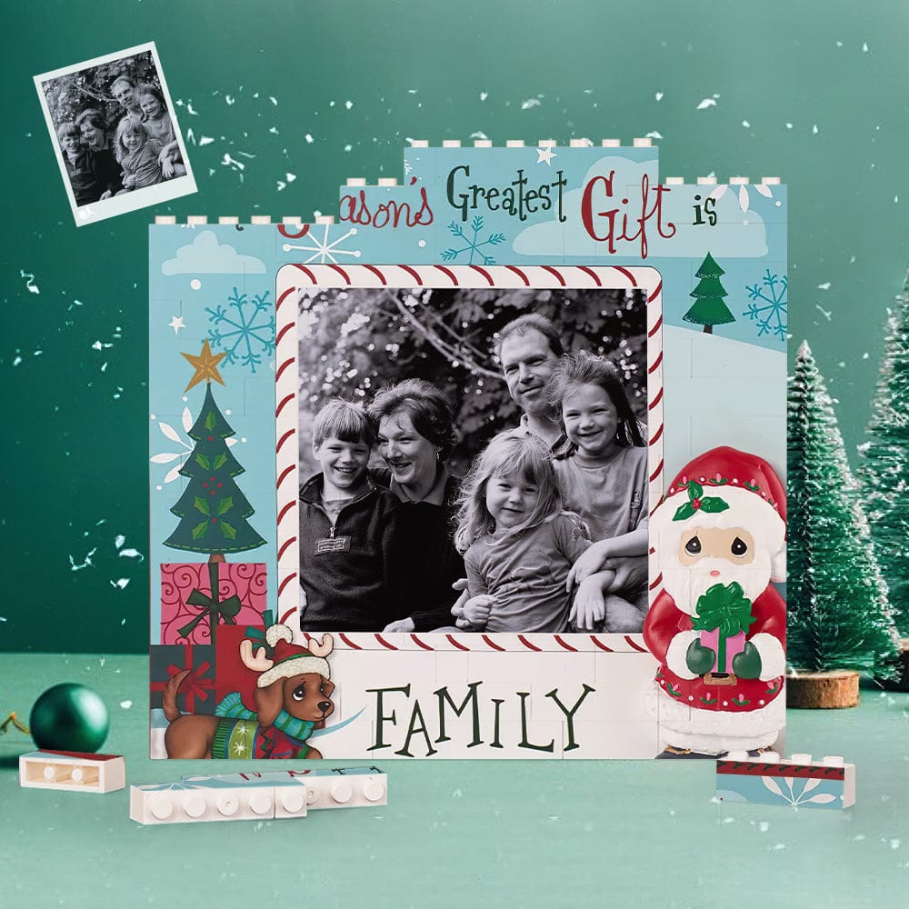Custom Building Block Puzzle Square Family Photo Brick Retro Style Christmas Gifts - Giftlab