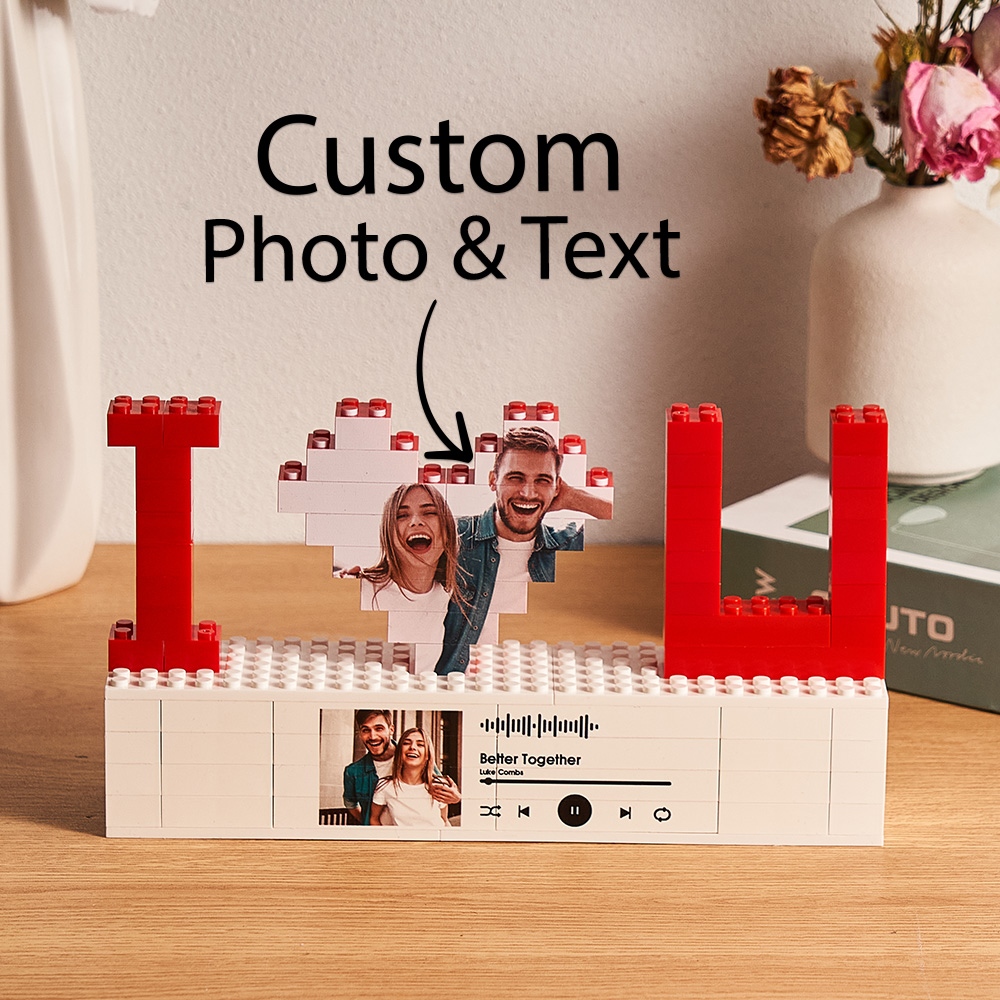 Personalized I Love You Photo Building Brick Puzzles Spotify Code Music Photo Block Gift for Lover