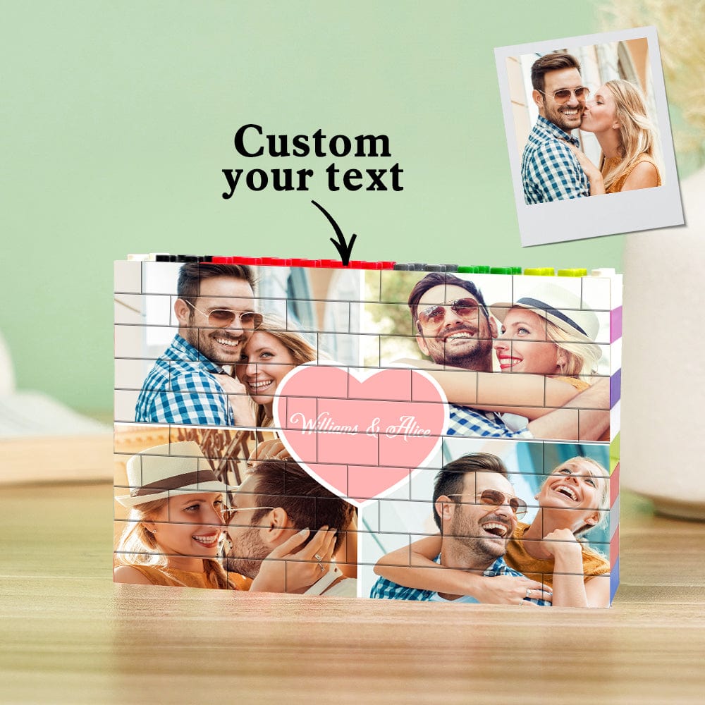 Personalised Colors Building Brick Puzzles Custom Collage Photo Block Anniversary Gifts for Couples - Giftlab