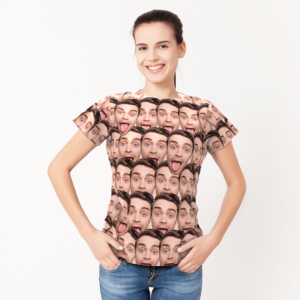 Face T Shirt Custom All Over Print T Shirt Girlfriend Face Men Custom Face Shirt Funny Birthday Gift - Giftlab
