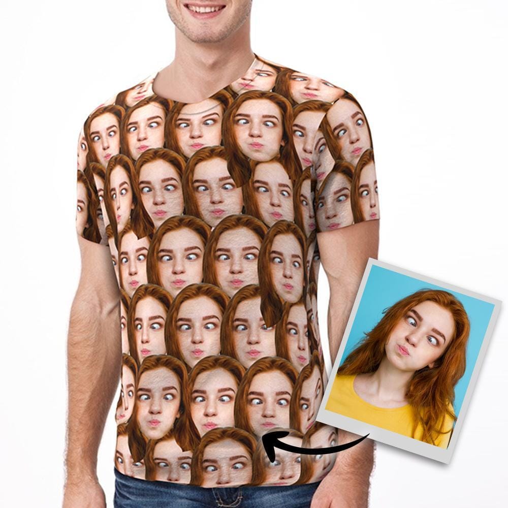 Face T Shirt Custom All Over Print T Shirt Girlfriend Face Men Custom Face Shirt Funny Birthday Gift - Giftlab