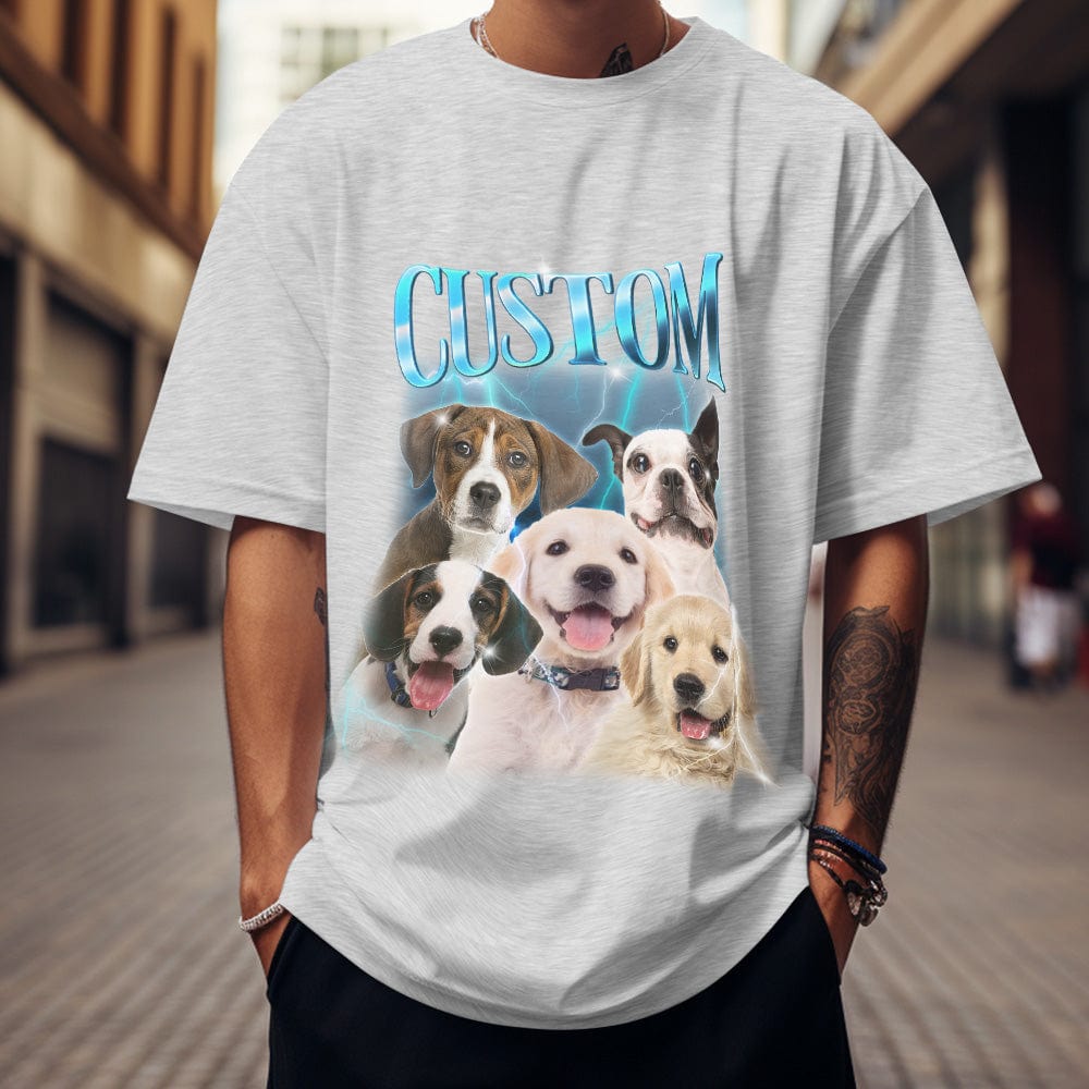 Custom Photo Vintage Tee Personalized Name T-shirt Pet Gifts Dog - Giftlab