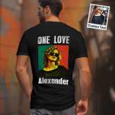 Custom Photo Vintage T-shirt Personalized Portrait Green and Red Rap Tee with Name