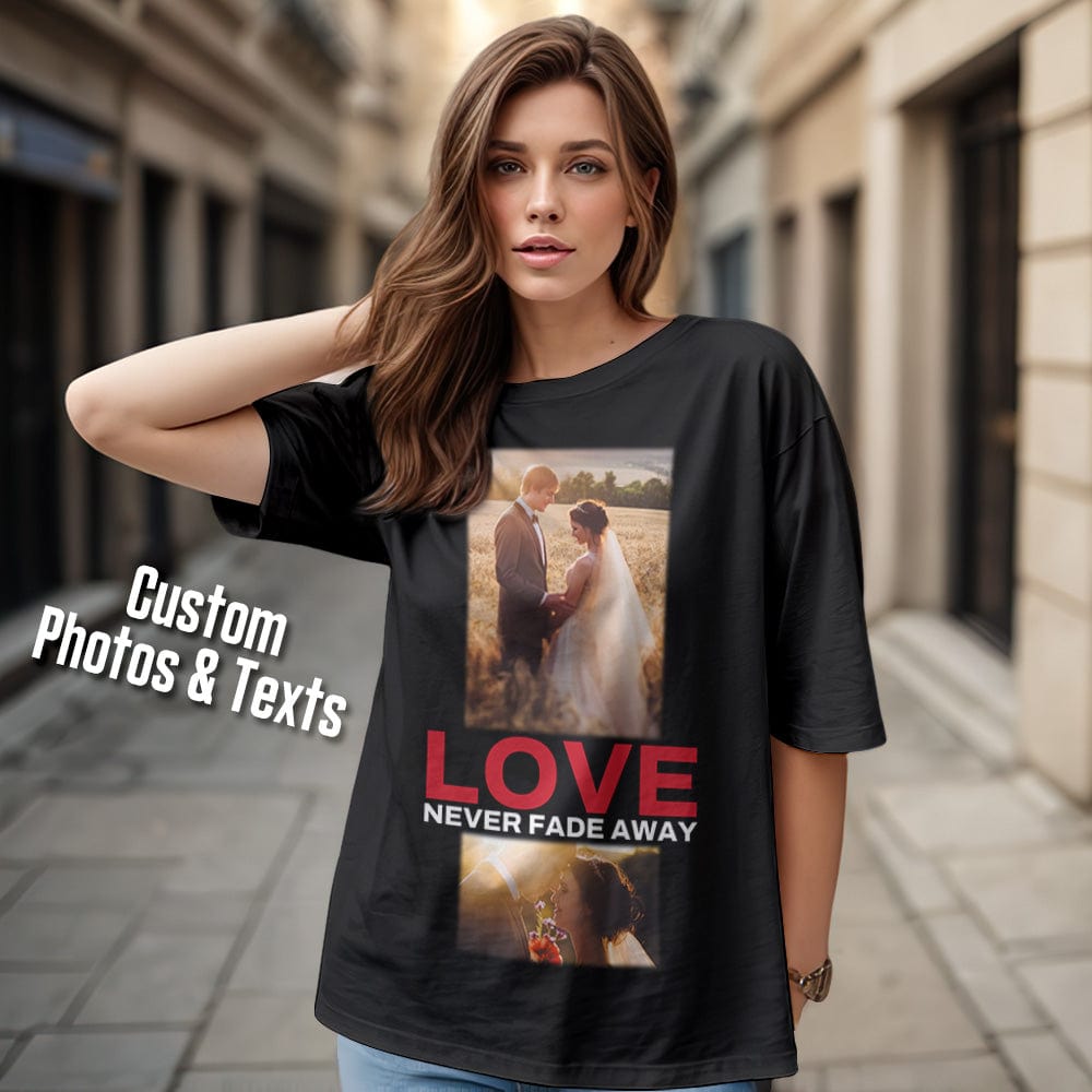 Custom Photo Vintage T-shirt Personalized Photo Fashion Rap Tee with Text Gift for Him - Giftlab