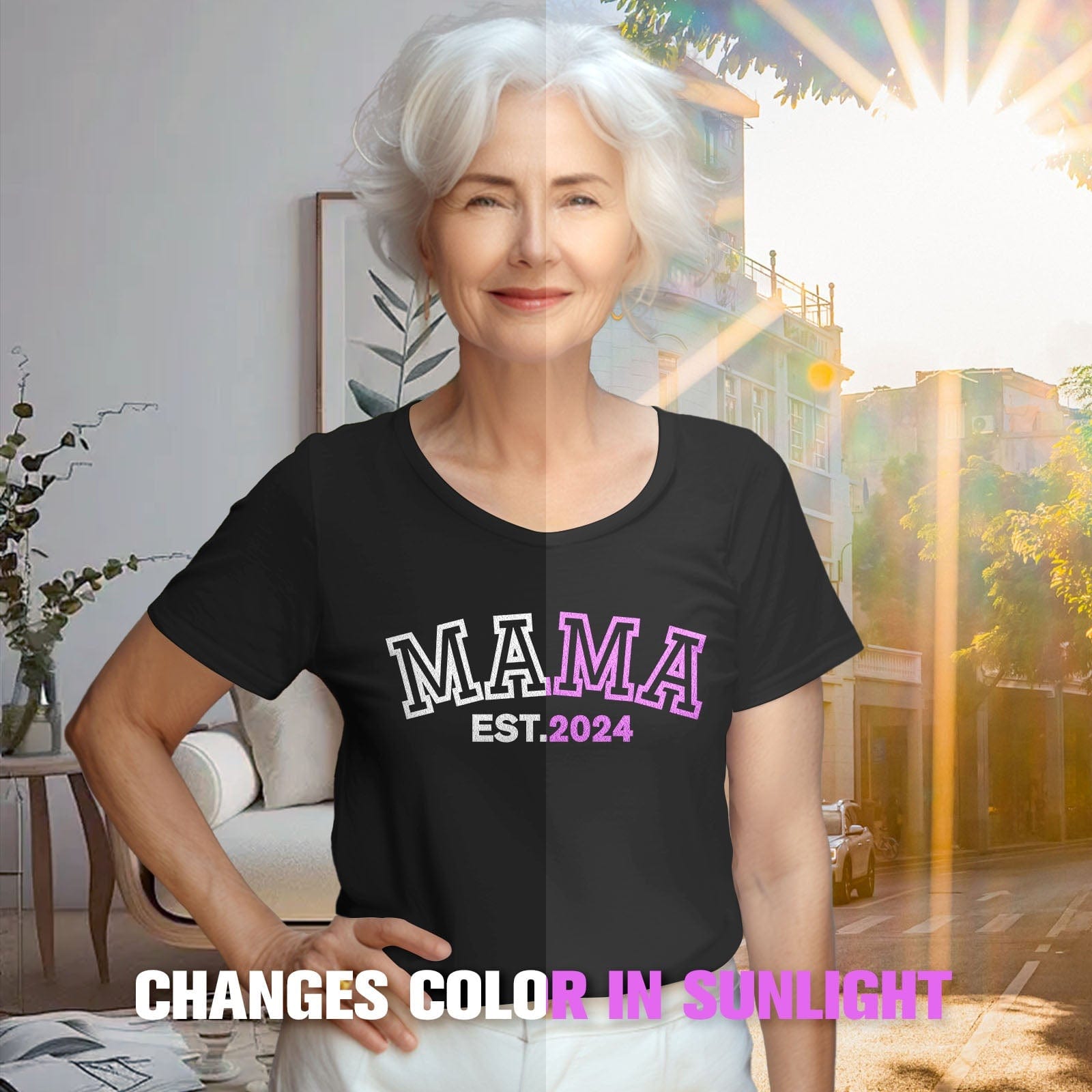 Custom Mama T-Shirt Light-changing T-shirt Mother's Day Gift - Giftlab