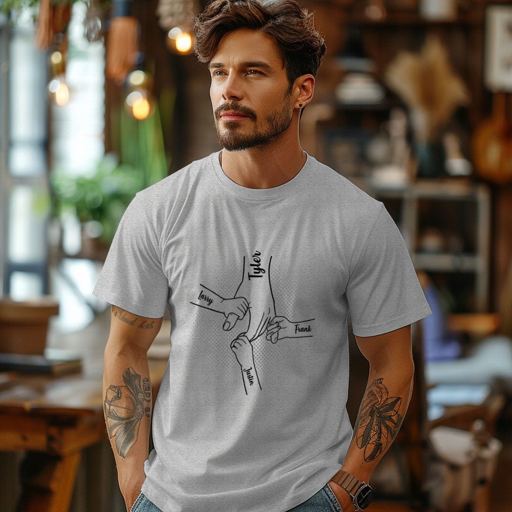 Personalized Hand in Hand T-Shirt I Will Always Protect You Family Custom Unisex T-Shirt Father's Day Gifts for Dad for Grandpa - Giftlab