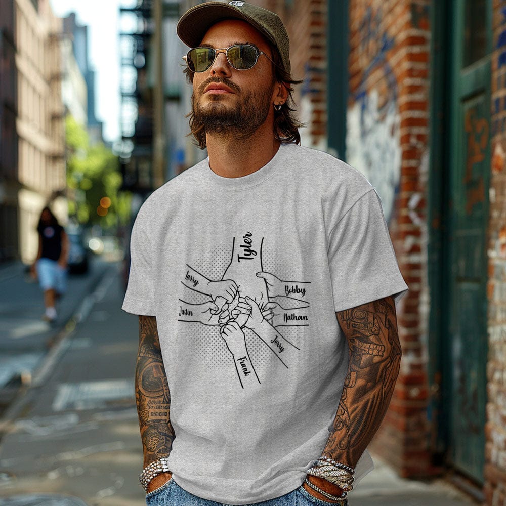 Personalized Hand in Hand T-Shirt I Will Always Protect You Family Custom Unisex T-Shirt Father's Day Gifts - Giftlab