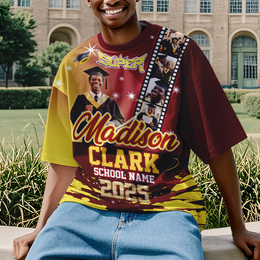 Custom Graduation T-Shirts Personalized All Over Print Shirt with Photo Graduation Party Gift