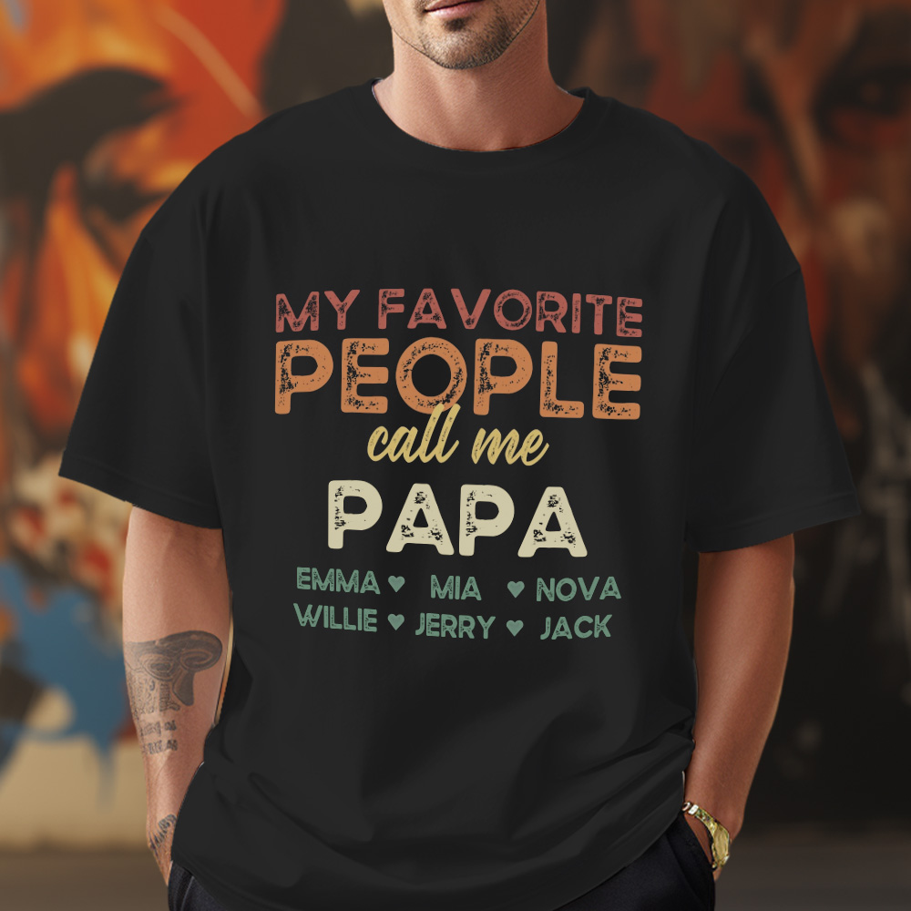 Father's Day Gifts Personalized Grandpa Shirt With Grandkids Names, Custom Grandpa Dad Gift