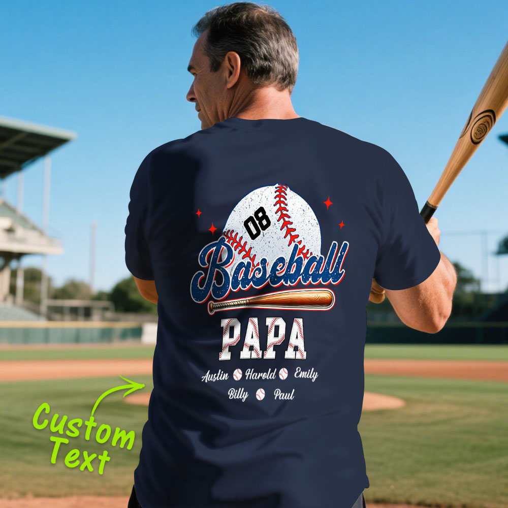 Custom Retro Baseball Dad & Kids Shirt Personalized Name T-Shirt Gift for Dad