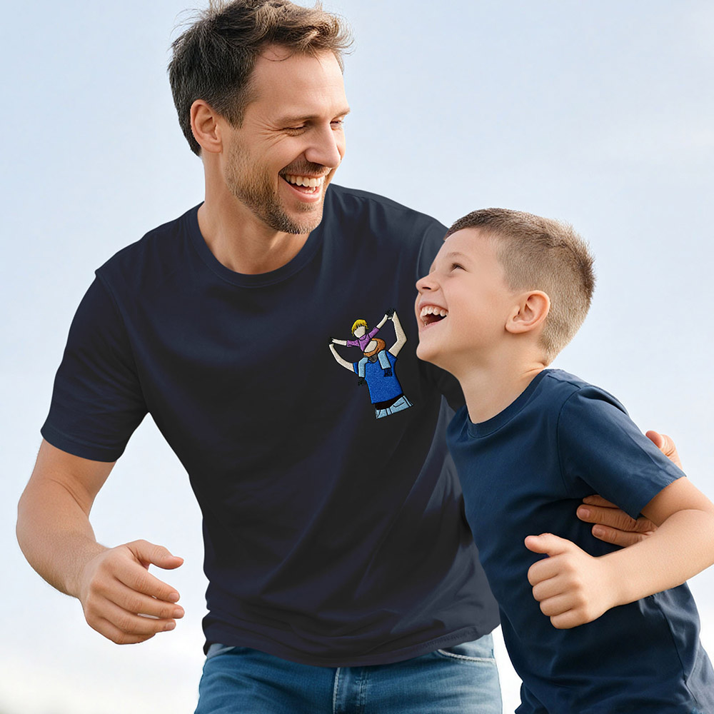 Father's Day Embroidered Custom T-Shirt Dad Photo T-Shirt Father's Day Father And Son Embroidered Gift