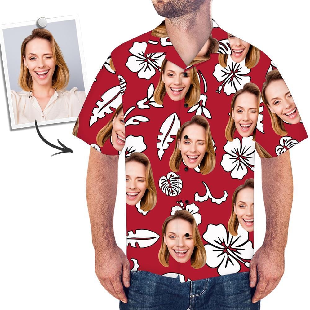Hawaiian Shirt with Face Gift For Dad - Flowers & Leaves Pattern - Giftlab