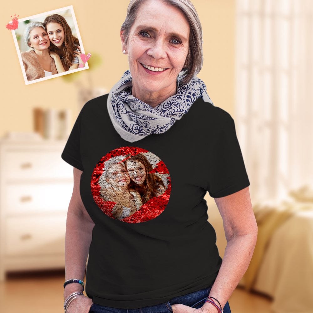 Custom Sequin T-Shirt Custom Picture T-shirts Best Mother's Day Gift - Giftlab