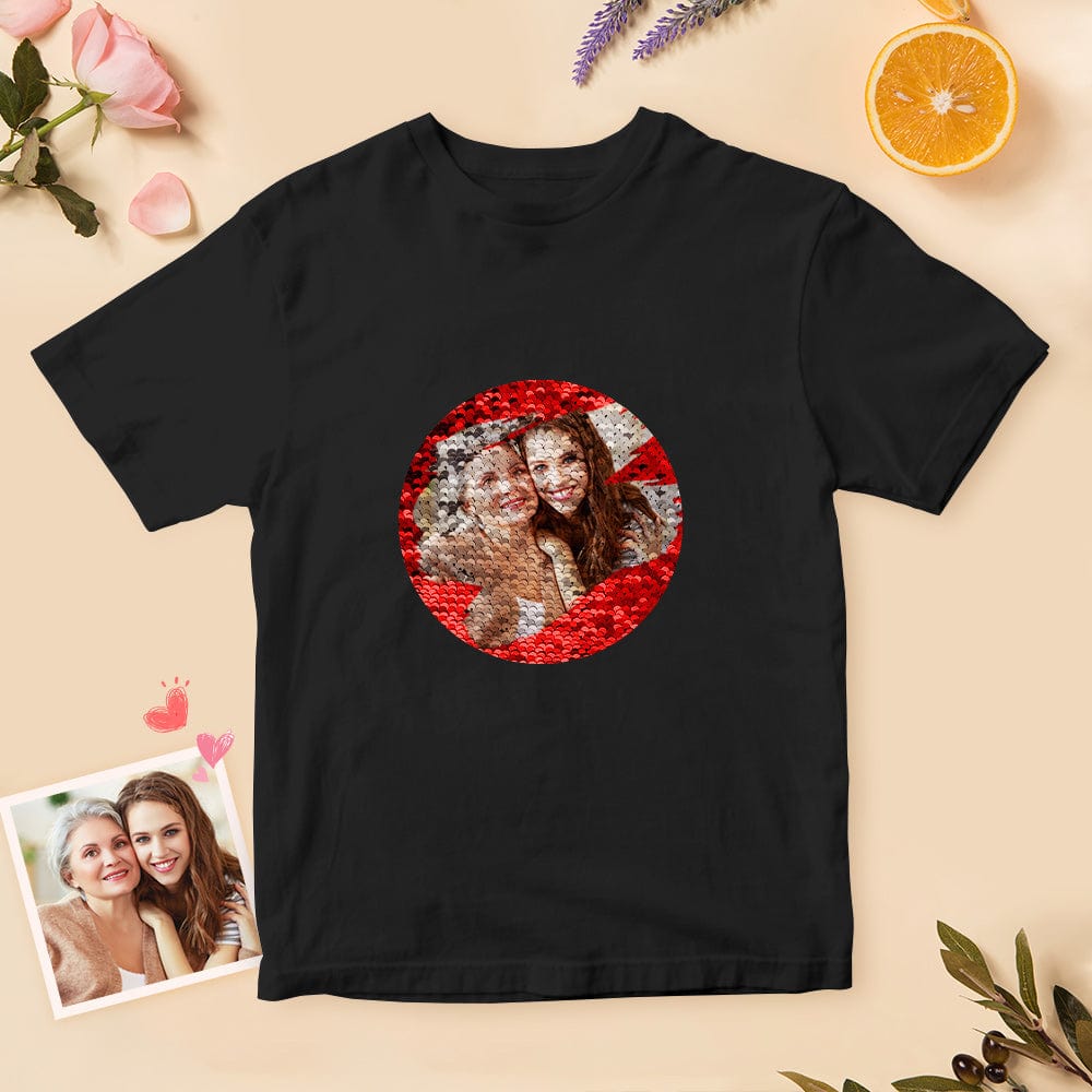 Custom Sequin T-Shirt Custom Picture T-shirts Best Mother's Day Gift - Giftlab