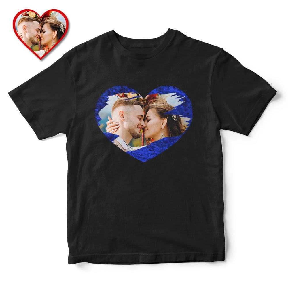 Custom Sequin T-Shirt Personalized Photo Sequin T-Shirt Valentine's Day present - Giftlab