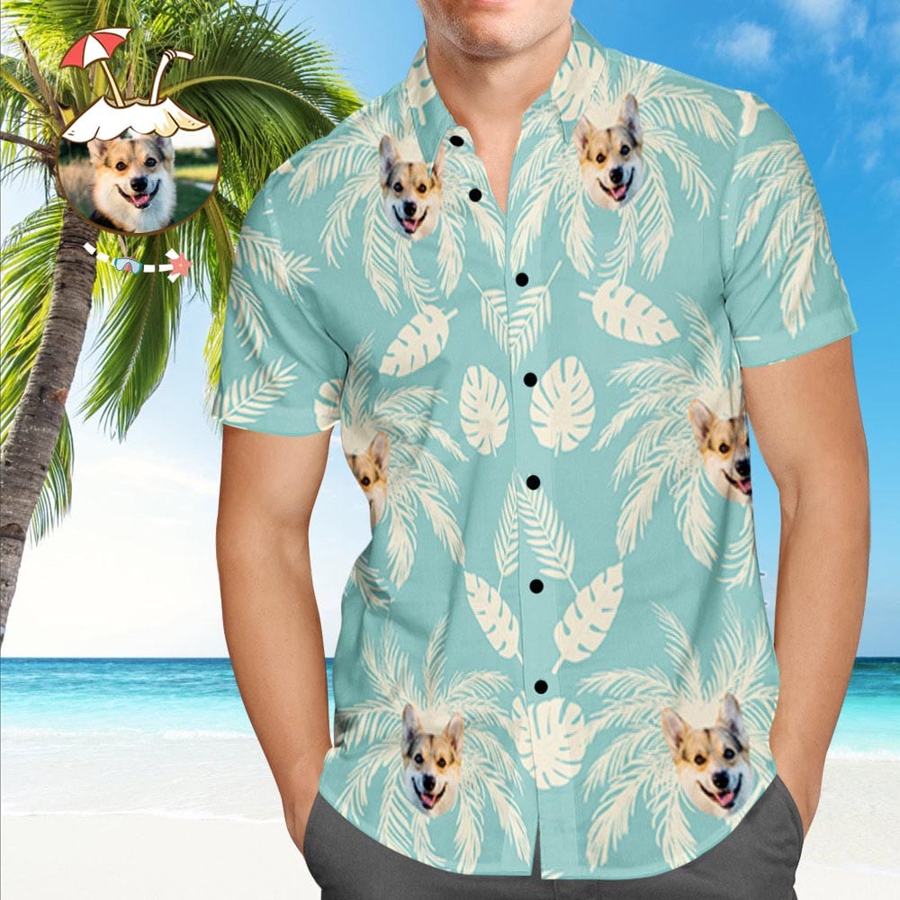 Custom Dog Face Hawaiian Shirt Custom Tropical Shirts Plain Shirts with Pet Face - Giftlab
