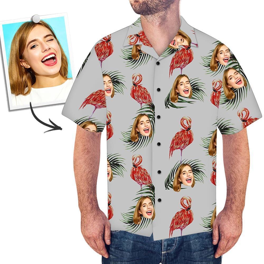 Face Hawaiian Shirt Gift For Boyfriend - Red Flamingo - Giftlab