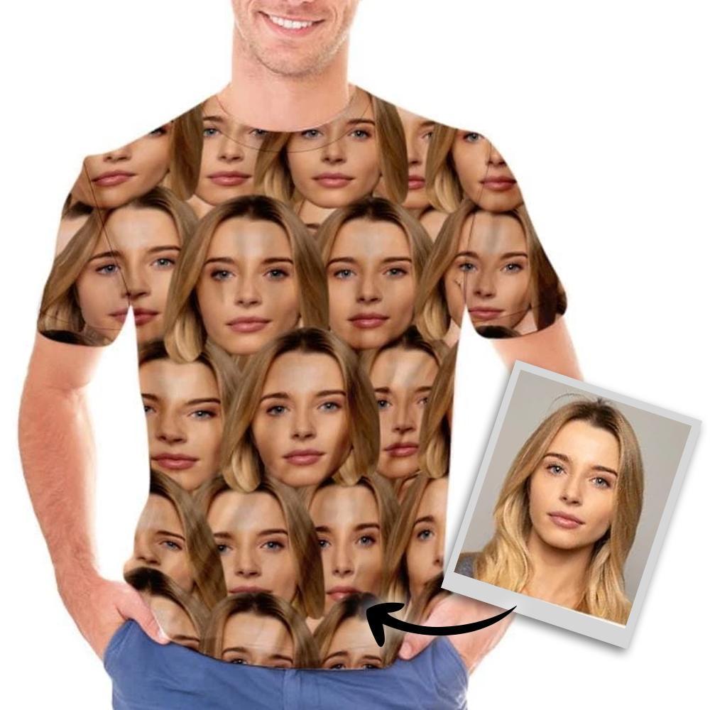 Face T Shirt Custom All Over Print T Shirt Girlfriend Face Men Custom Face Shirt Funny Birthday Gift - Giftlab