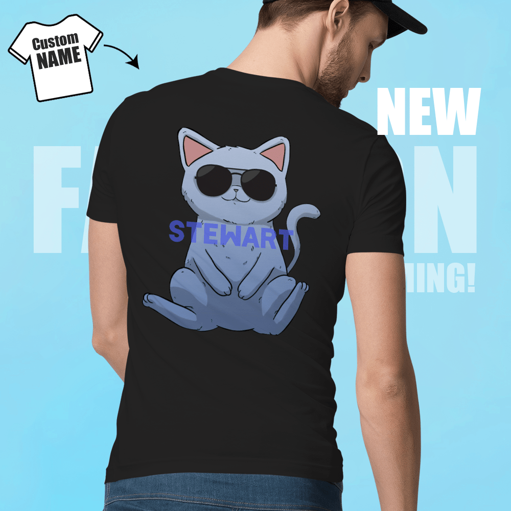 Custom Family Name Shirts Family Gifts Cartoon Print Shirt Cool Cat Sunglasses - Giftlab