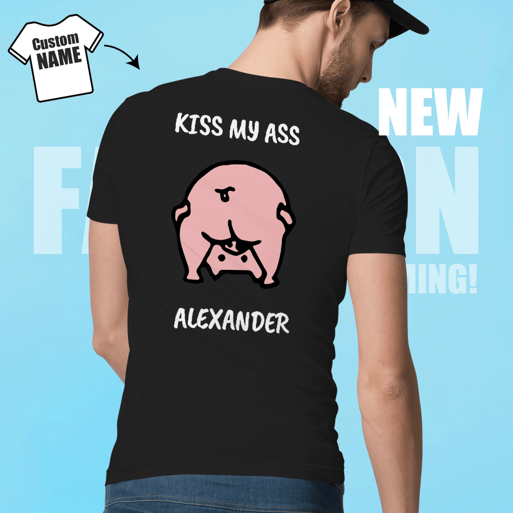 Personalized Name T-shirt Cartoon Pig Print Shirt - Giftlab