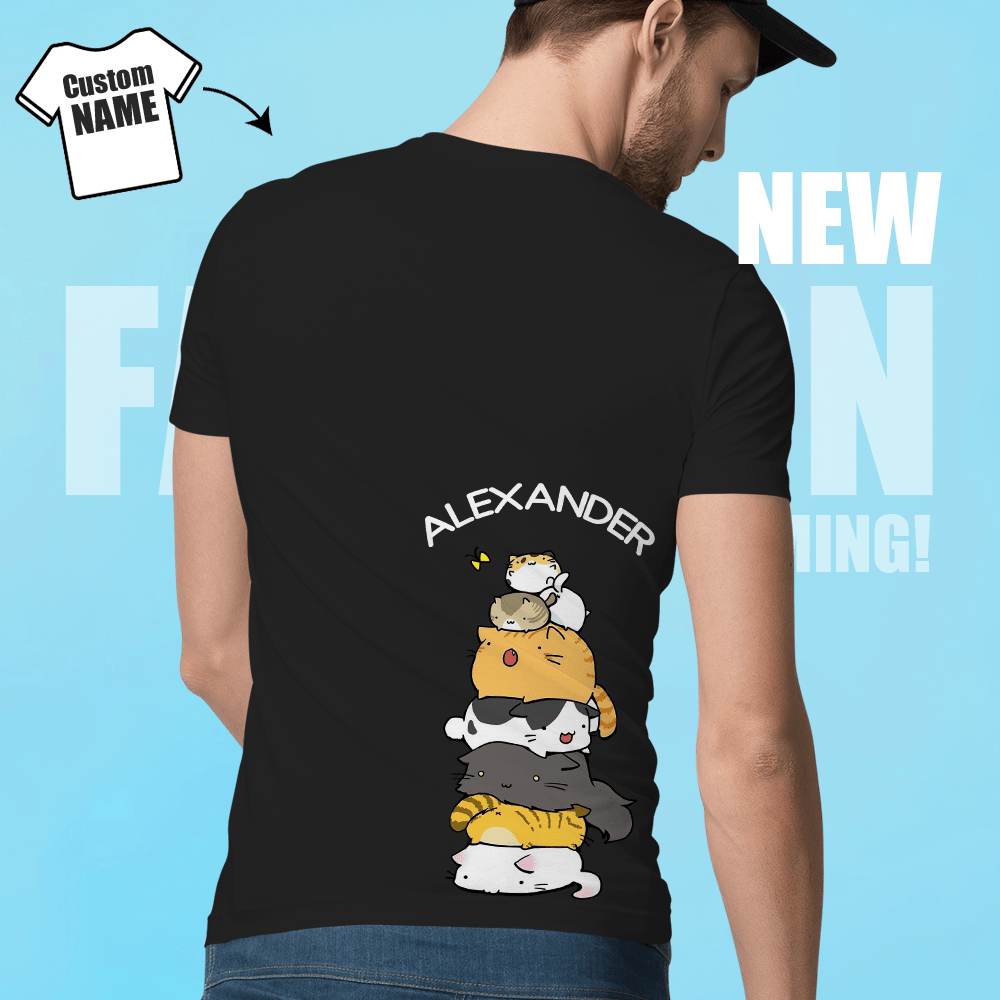 Custom Printed Shirt Cartoon Cat Print Shirt Gifts for Family - Giftlab
