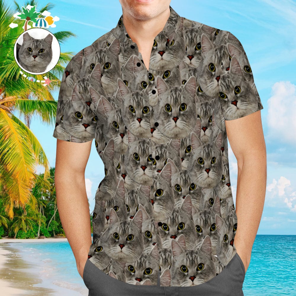 Custom Pet Face Hawaiian Shirt Men's All Over Print Hawaiian Shirt Personalized Hawaiian Shirt - Giftlab