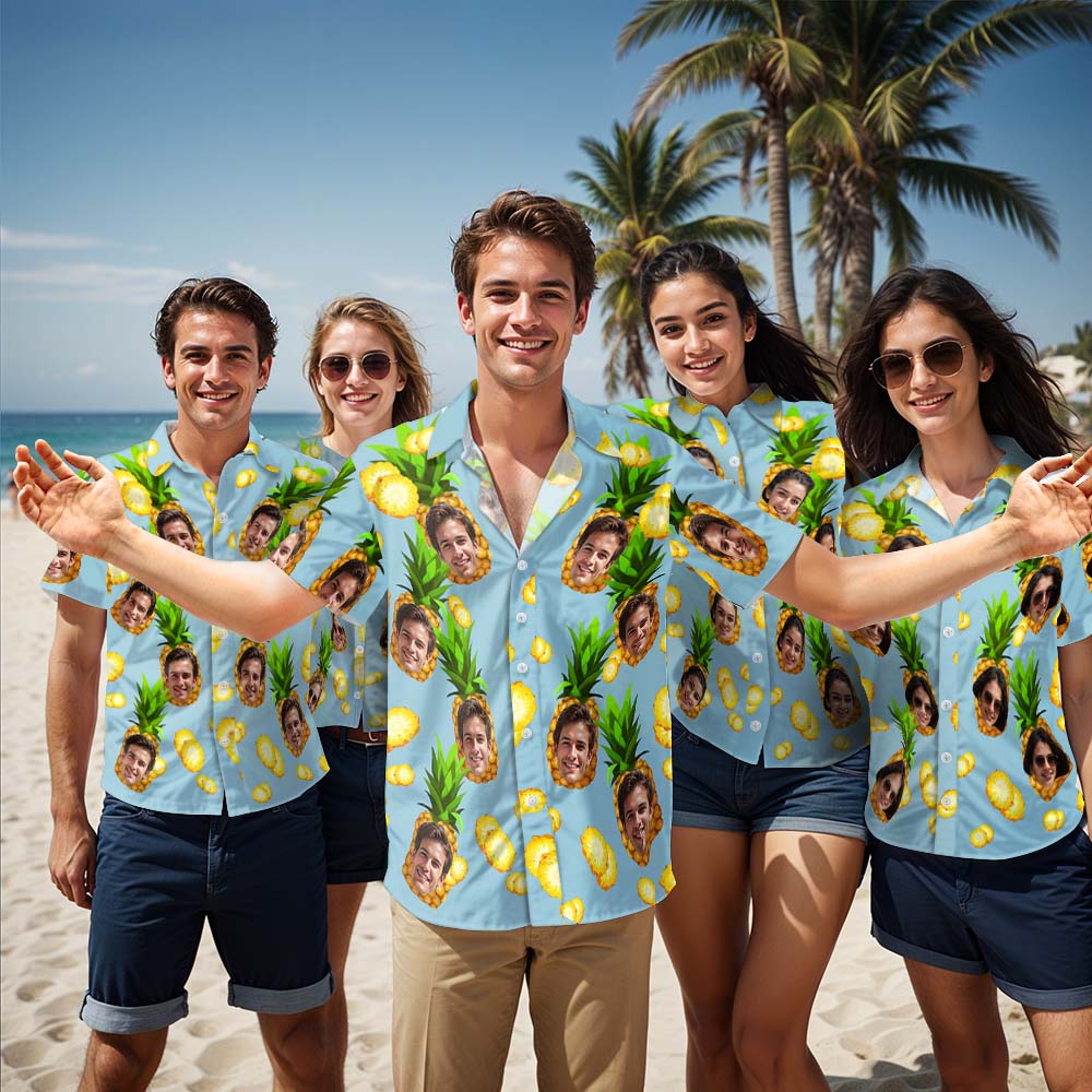 Custom Face Hawaiian Shirt Commpany Gifts Personalized Hawaiian Shirts Pineapple for Commpany - Giftlab