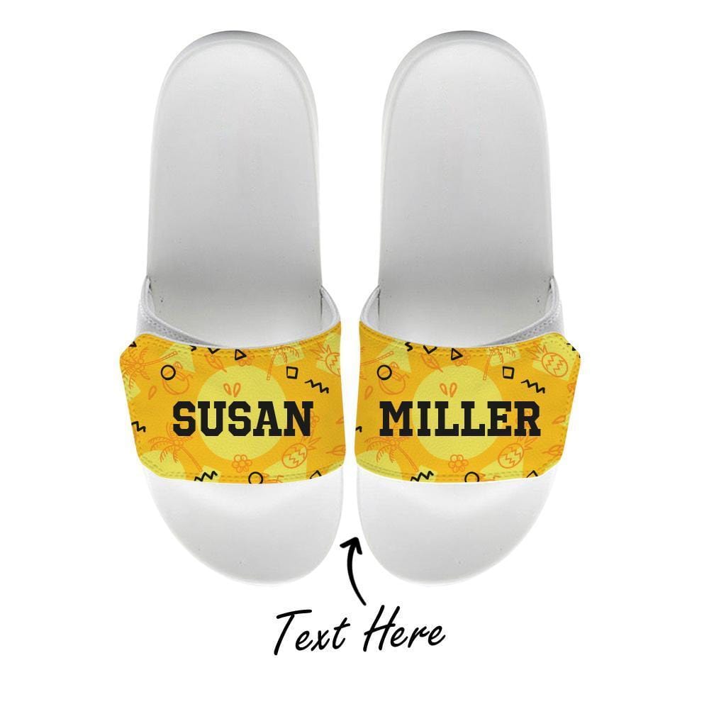 Personalized Name Slide Sandals - Yellow - Giftlab