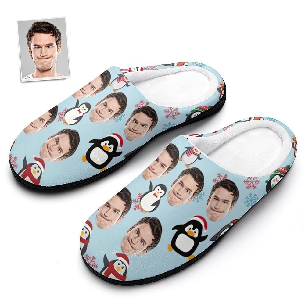 Custom Christmas Penguins Cotton Slippers Gifts for Friend - Giftlab