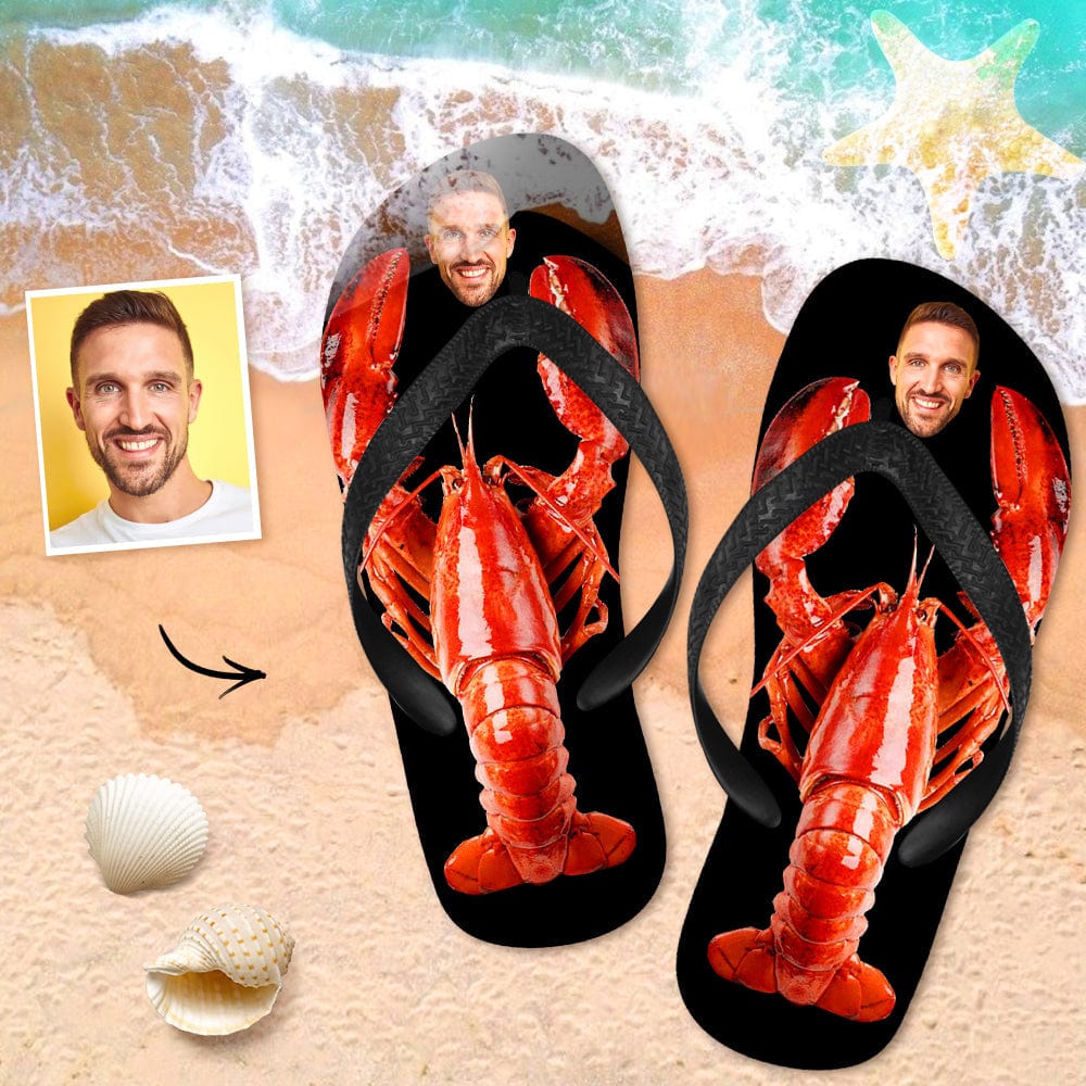 Custom Face Flip Flops Personalized Lobster Flip Flops Summer Beach Slide Sandals - Giftlab
