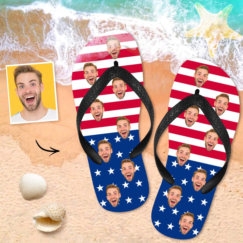 Custom American Flip Flops Personalized Flip Flops Summer Beach Slide Sandals - Giftlab