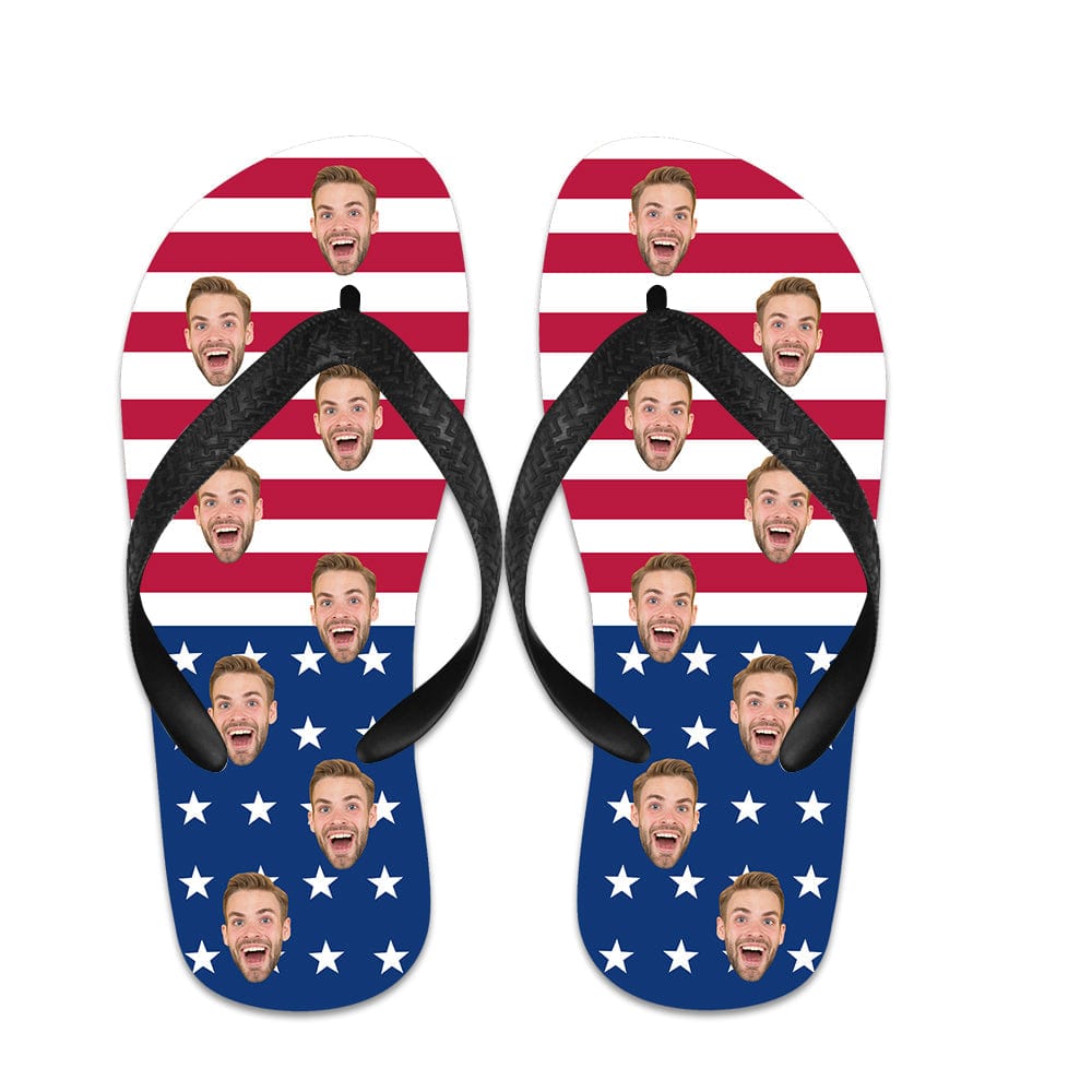 Custom American Flip Flops Personalized Flip Flops Summer Beach Slide Sandals - Giftlab