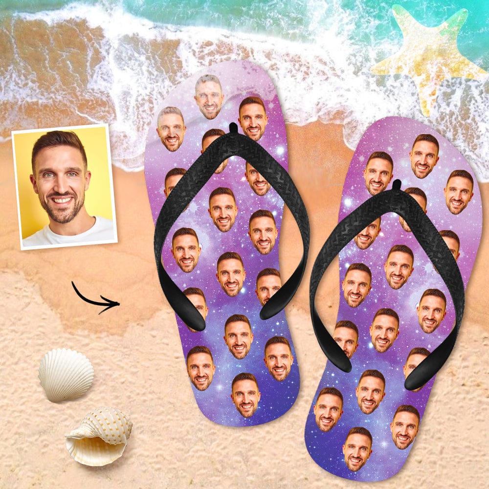 Photo Flip Flops Personalized Tie Dye Flip Flops Summer Beach Slide Sandals - Giftlab