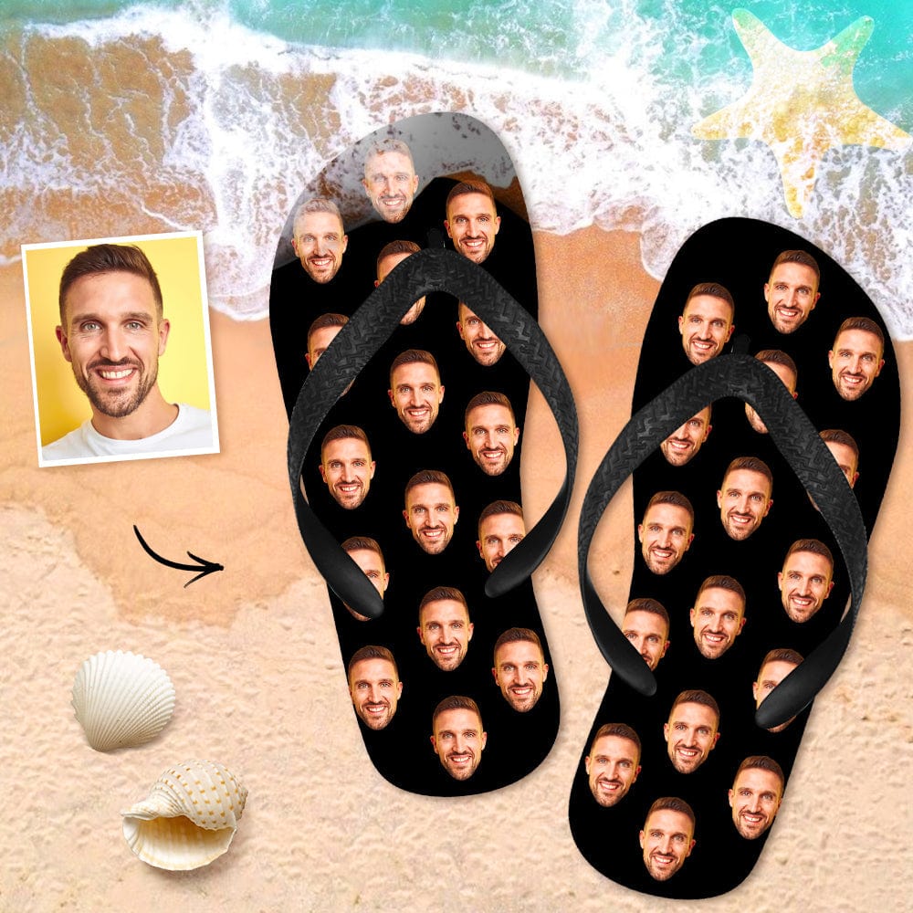 Custom Flip Flops Personalized Black Flip Flops Summer Beach Slide Sandals - Giftlab