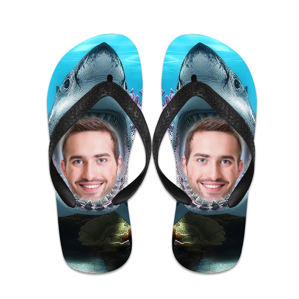 Custom Flip Flops Personalized Shark Flip Flops Summer Beach Slide Sandals - Giftlab