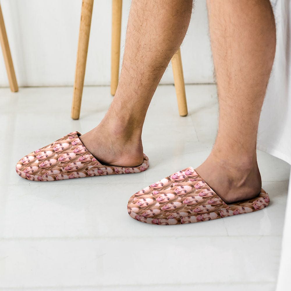 Custom Face Women's and Men's Slippers Personalized Funny Casual House Shoes Indoor Outdoor Bedroom Cotton Slippers - Giftlab