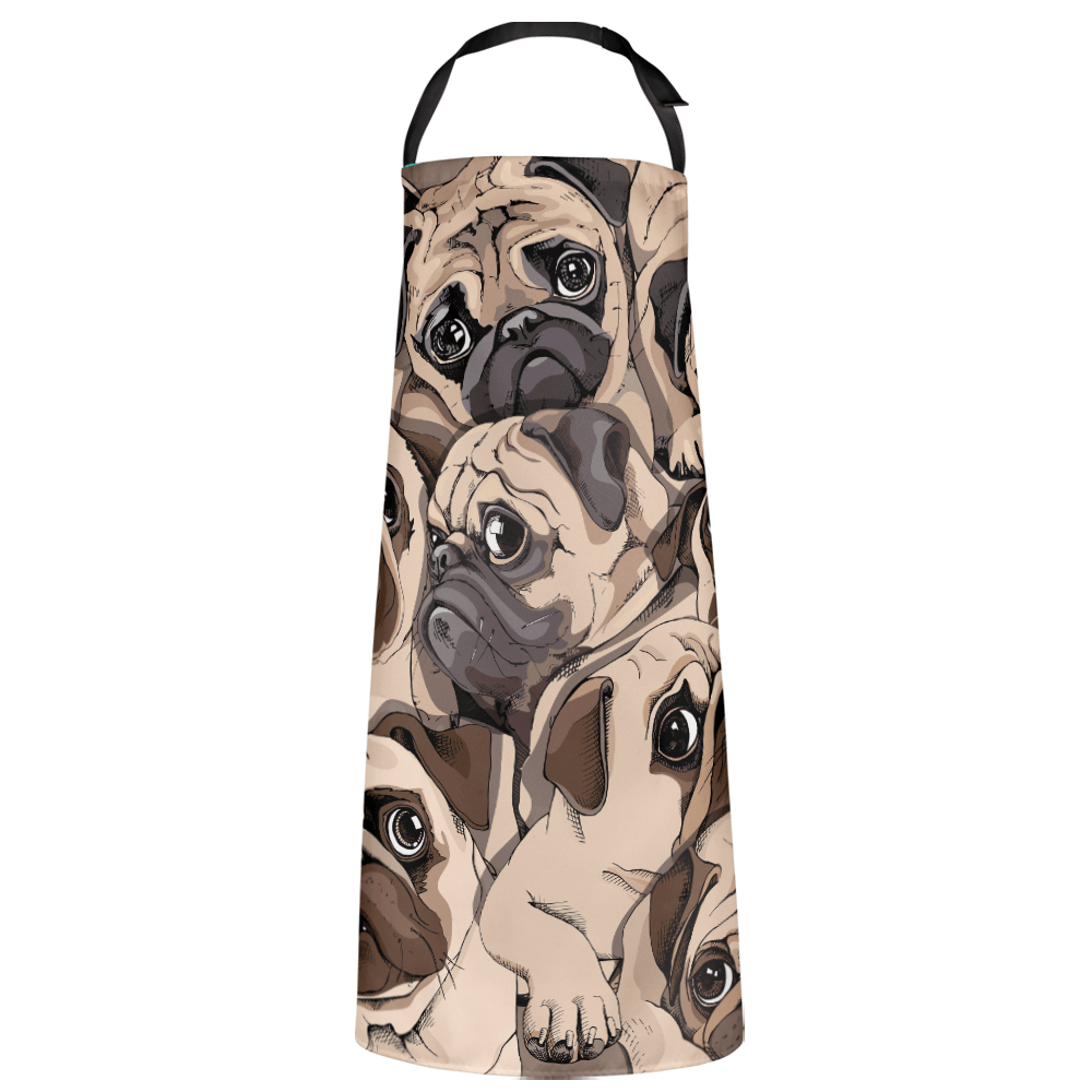 Personalized Photo Apron Portrait Of Many Cute Pugs Gifts for Pet Lovers - Giftlab