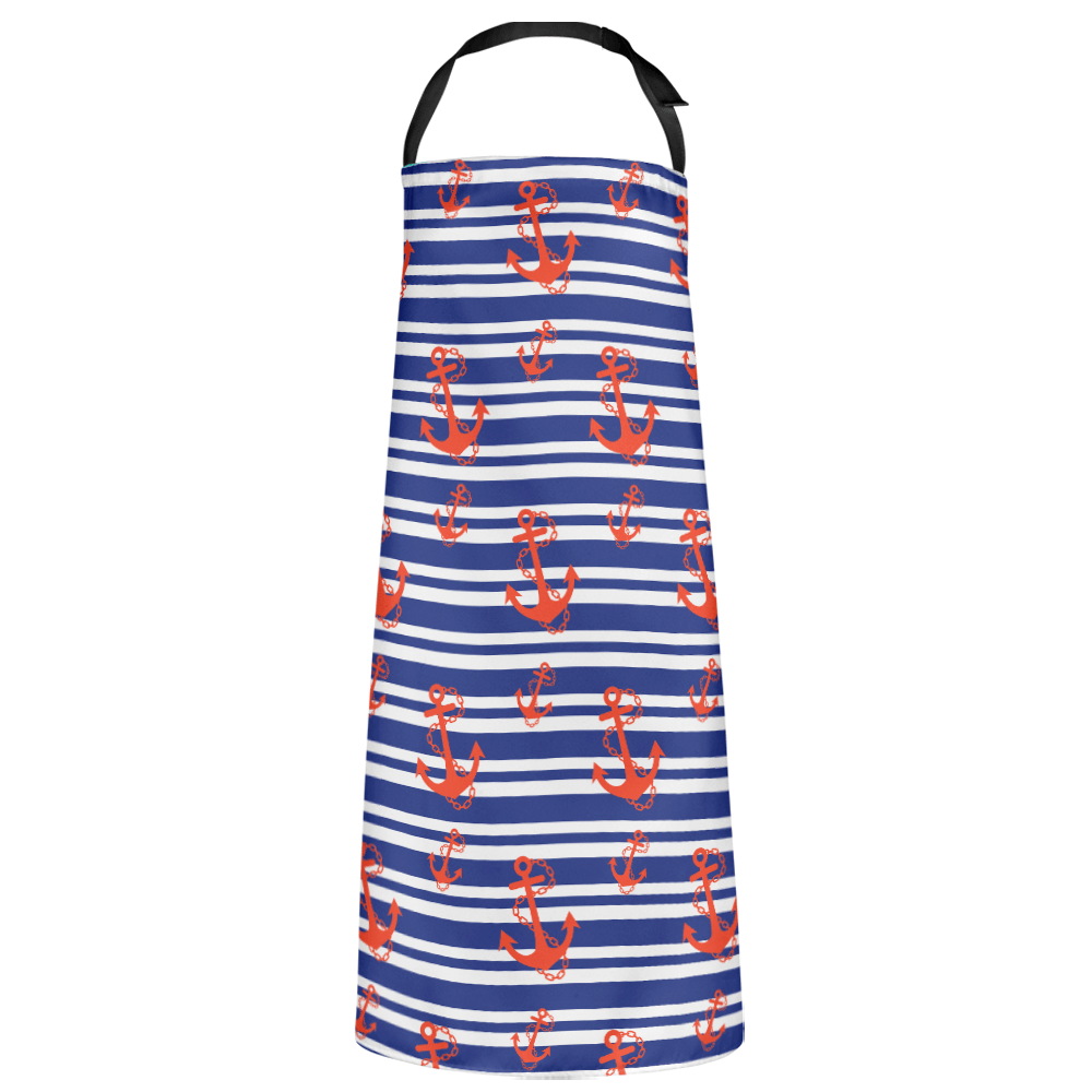 Custom Cooking Apron Red Anchor and Blue Wave Line Housewarming Gifts for Women - Giftlab