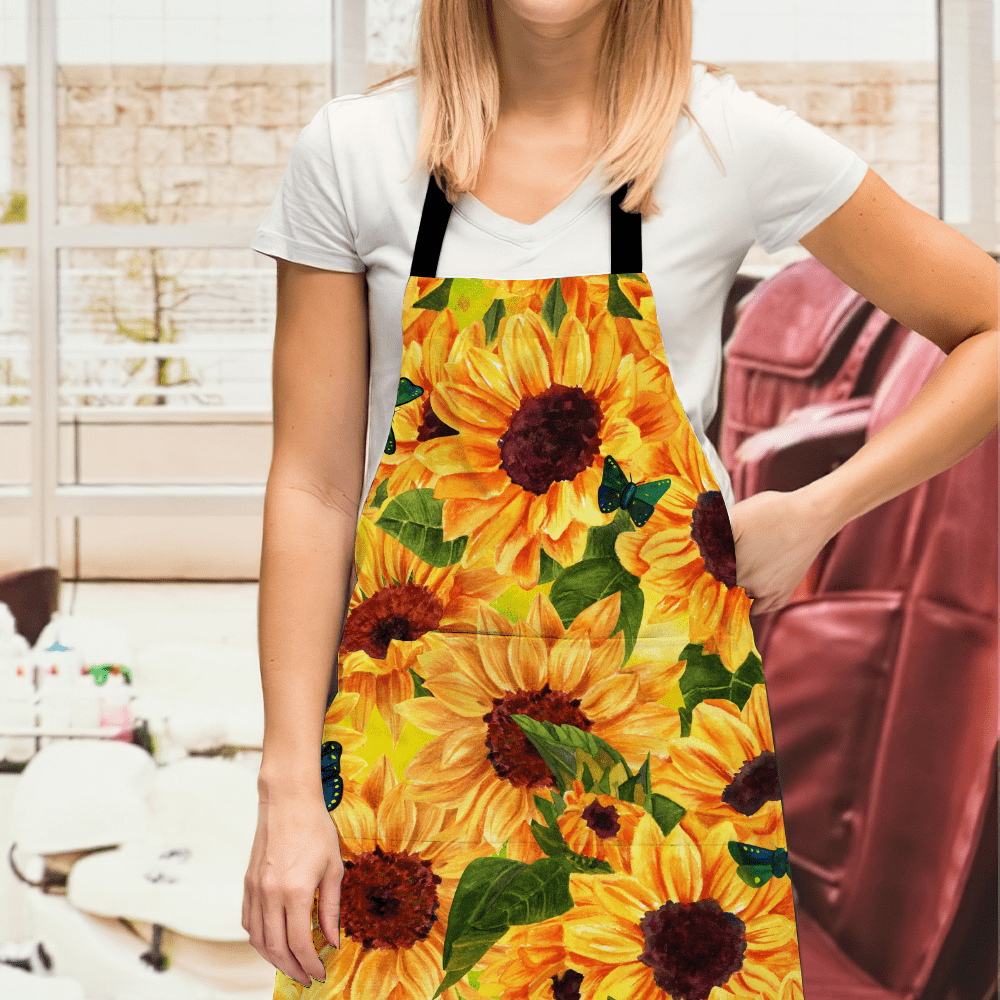 Personalized Photo Arpon Funny Apron Sunflower Family Gifts - Giftlab