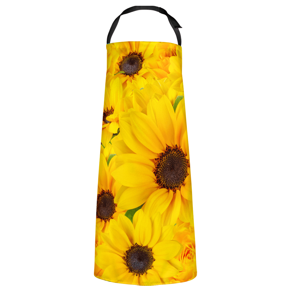 Custom Photo Apron Vivid Yellow Sunflower Gifts for Wife Waterproof - Giftlab