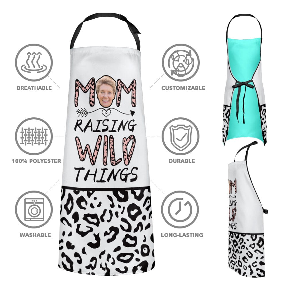 Custom Photo Apron Leopard Print Mother's Day Gift for Mom - Giftlab