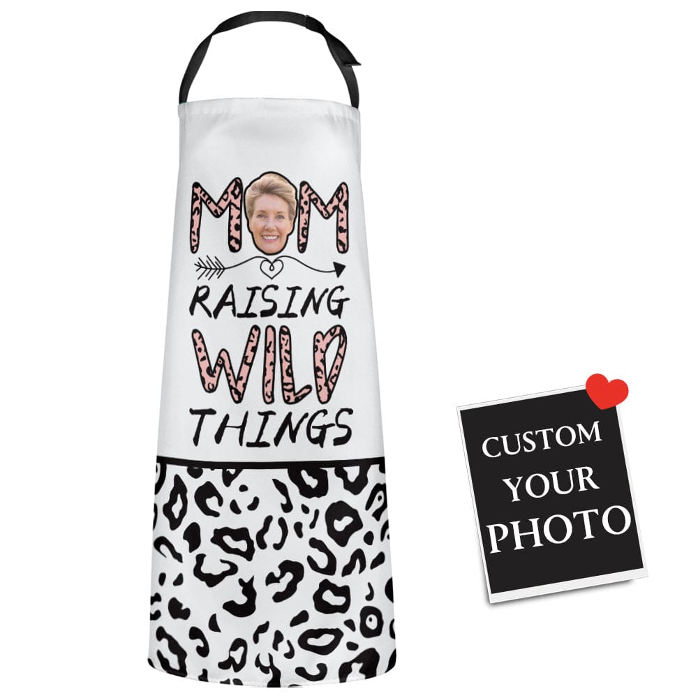 Custom Photo Apron Leopard Print Mother's Day Gift for Mom - Giftlab