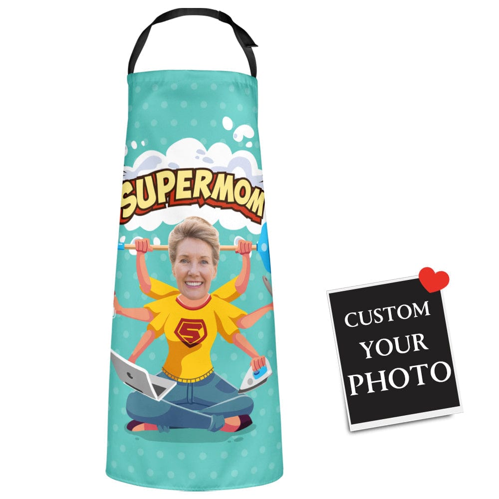 Custom Photo Super Mom Apron Personalized Mother's Day Gifts - Giftlab